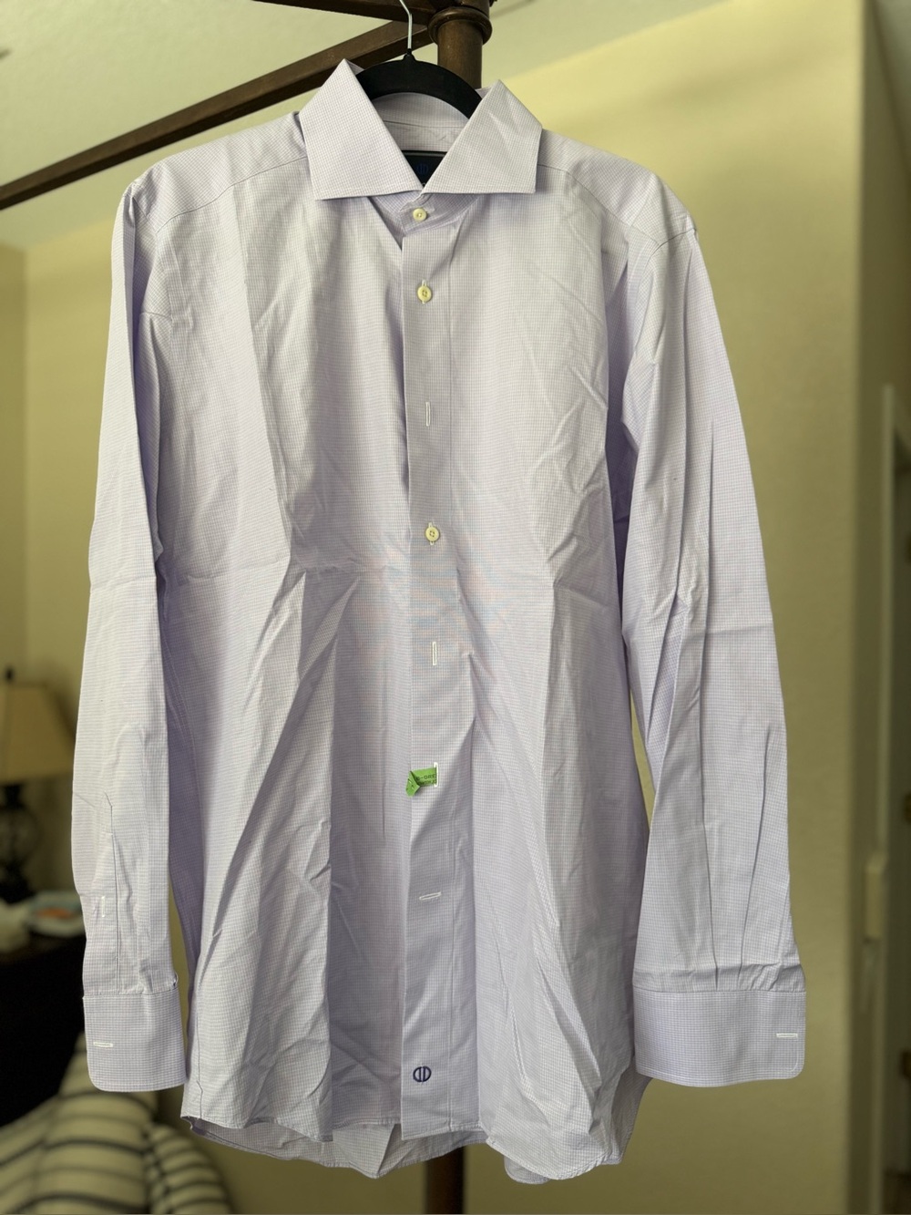 David Donahue Lilac Micro Check Dress Shirt